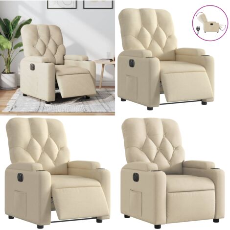 Poltrona Elettrica Reclinabile Crema in Tessuto - Seduta elettrica - Schienale elettrico