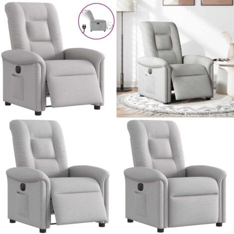 Poltrona Elettrica Reclinabile Grigio Nuvola in Tessuto - Seduta elettrica - Reclinazione automatica