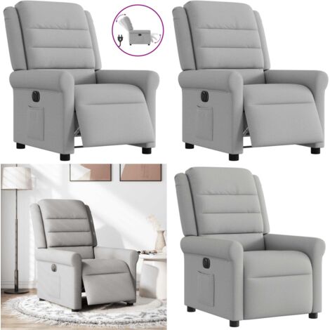 Poltrona Elettrica Reclinabile Grigio Nuvola in Tessuto - Seduta elettrica - Reclinazione automatica