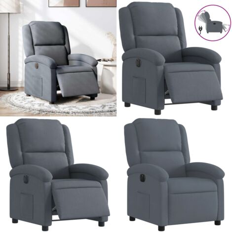 Poltrona Elettrica Reclinabile Grigio Scuro in Vera Pelle - Seduta elettrica - Schienale elettrico