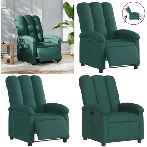 Poltrona Elettrica Reclinabile Verde Scuro in Tessuto - Seduta elettrica - Reclinazione automatica