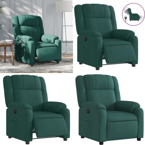 Poltrona Elettrica Reclinabile Verde Scuro in Tessuto - Seduta elettrica - Reclinazione automatica