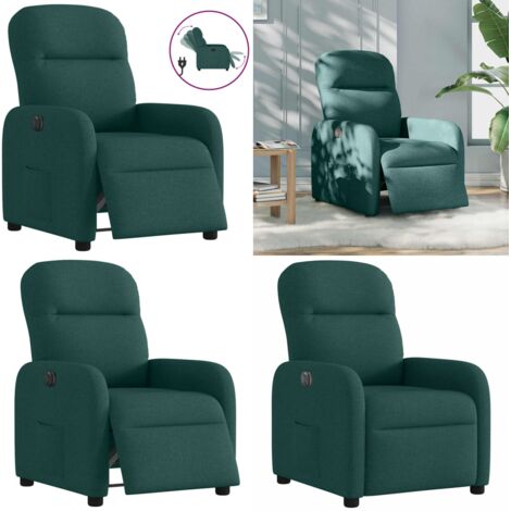 Poltrona Elettrica Reclinabile Verde Scuro in Tessuto - Seduta elettrica - Reclinazione automatica