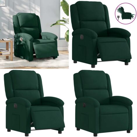 Poltrona Elettrica Reclinabile Verde Scuro in Vera Pelle - Seduta elettrica - Schienale elettrico