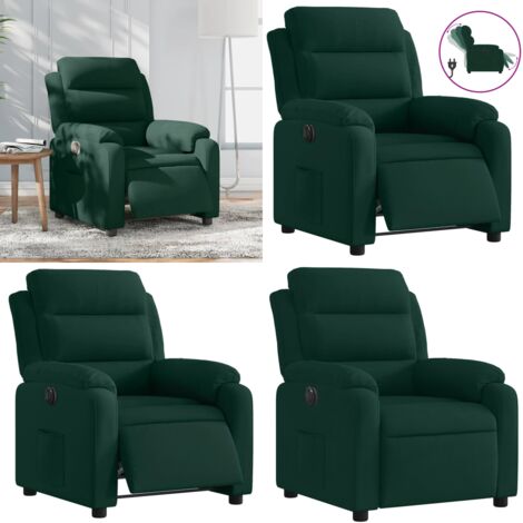 Poltrona Elettrica Reclinabile Verde Scuro in Vera Pelle - Seduta elettrica - Schienale elettrico