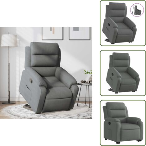 Poltrona elettrica - vidaXL Poltrona Alzapersona Reclinabile Grigio Scuro in Tessuto - Poltrona con motore