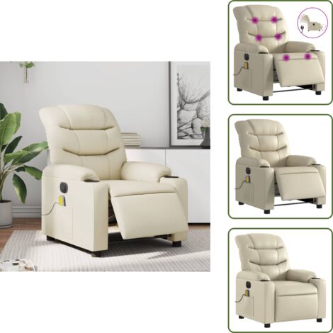 Poltrona elettrica - vidaXL Poltrona Massaggiante Elettrica Reclinabile Crema Similpelle - Seduta comoda