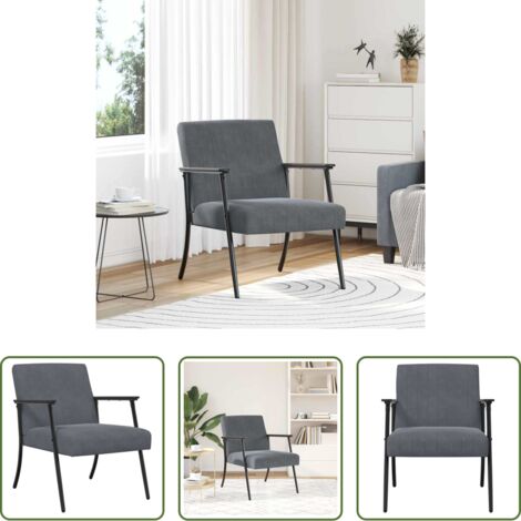 Poltrona ergonomica -  poltrona Grigio scuro 59 x 75 x 78 cm Velluto