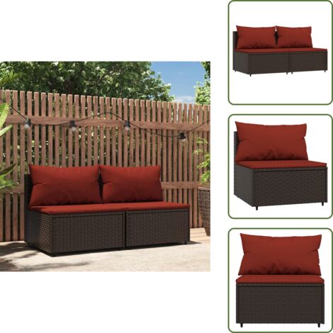 Poltrona esterna - vidaXL Divani Centrali da Giardino con Cuscini 2pz Polyrattan Marrone - Rattan