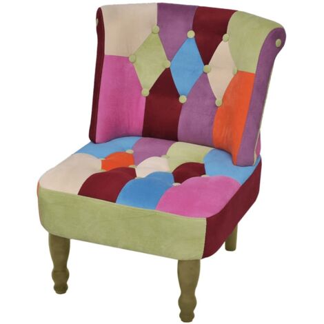 Poltrona Francese Design Patchwork in Tessuto vidaXL