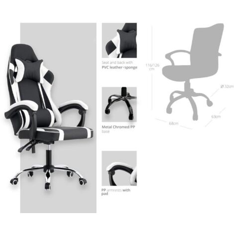 POLTRONA GAMING GIGI BIANCO/NERO