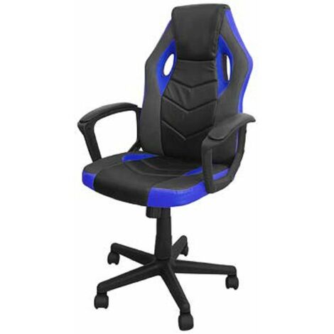 Poltrona Gaming mod. Rally colore nero e blu 54x62x104 ecopelle pistone gas