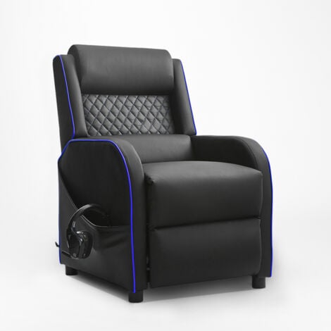 LE ROI DU RELAX Poltrona gaming reclinabile a spinta con poggiapiedi in similpelle Challenge Colore: Blu