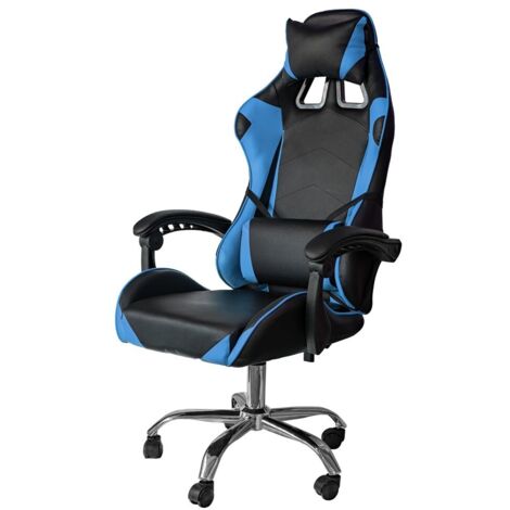 Poltrona Gaming reclinabile da ufficio con supporto lombare e poggiatesta Blu