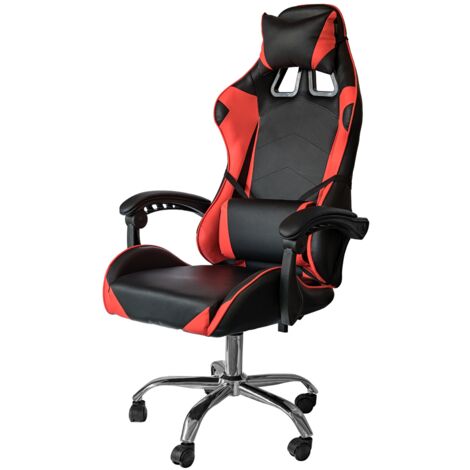 Poltrona Gaming reclinabile da ufficio con supporto lombare e poggiatesta Rosso