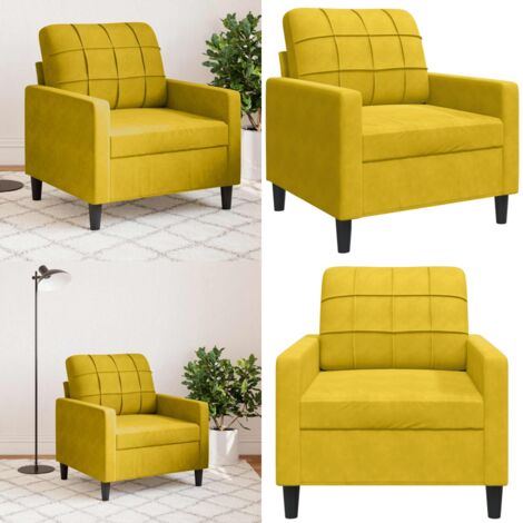 Poltrona Giallo 60 cm Velluto - Poltrona in velluto - Poltrona relax
