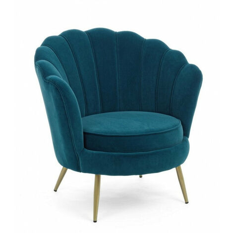 Poltrona Giliola in Tessuto effetto Velluto Blu