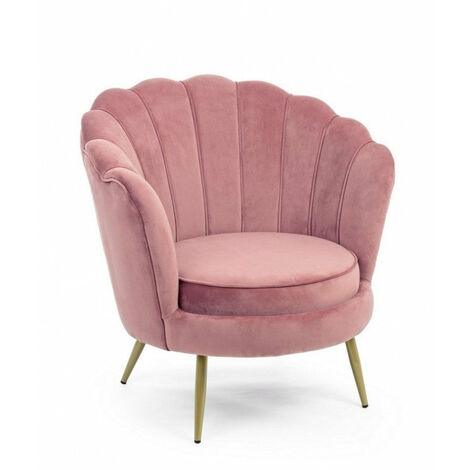 Poltrona Giliola in Tessuto effetto Velluto Rosa