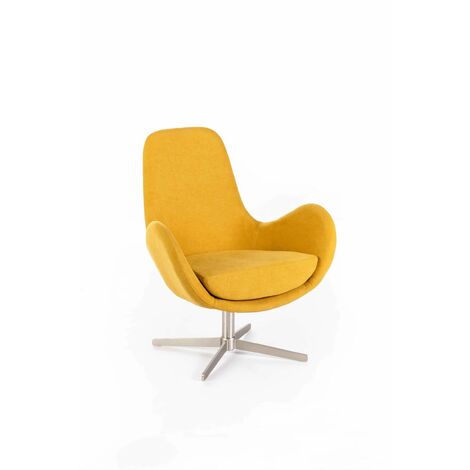Poltrona Girevole 64x72xH42 cm in Tessuto Olga Giallo
