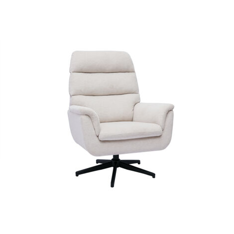Poltrona girevole in tessuto di velluto beige e metallo nero JONAH