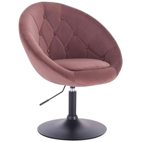 Poltrona Girevole Velluto Rosa con Schienale Braccioli - Woltu
