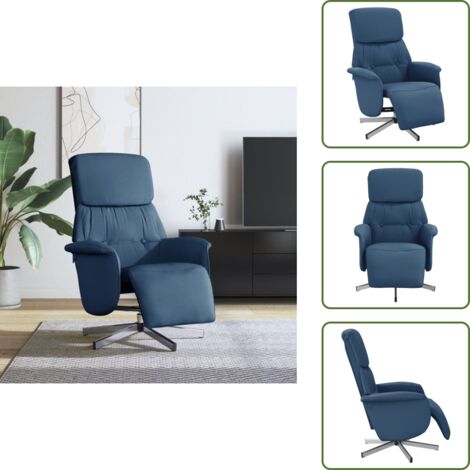 Poltrona girevole - vidaXL Poltrona Reclinabile con Poggiapiedi Blu in Tessuto - Poltrona con imbottitura