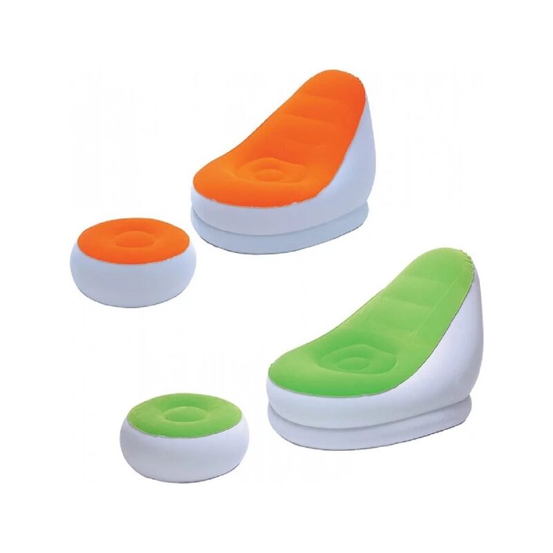 Trade Shop Traesio - Sillón Hinchable Con Puf Confort Cruiser 121X100X86Cm Colores Surtidos 75053