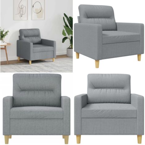 Poltrona Grigio Chiaro 60 cm in Tessuto - Poltrona grigia - Poltrona moderna