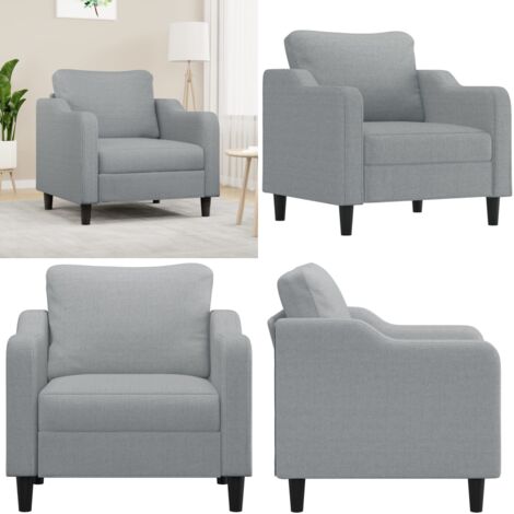Poltrona Grigio Chiaro 60 cm in Tessuto - Poltrona grigia - Poltrona moderna