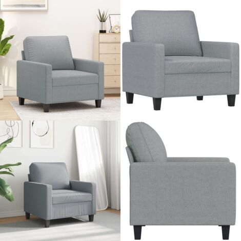 Poltrona Grigio Chiaro 60 cm in Tessuto - Poltrona grigia - Poltrona moderna
