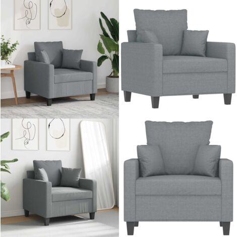 Poltrona Grigio Chiaro 60 cm in Tessuto - Poltrona in tessuto - Poltrona con imbottitura