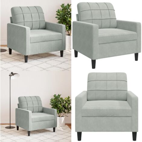 Poltrona Grigio Chiaro 60 cm Velluto - Poltrona in velluto - Poltrona relax