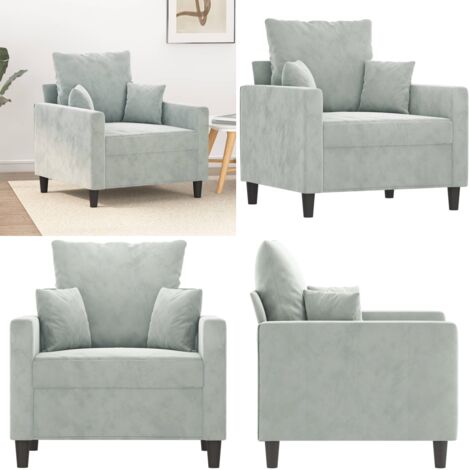 Poltrona Grigio Chiaro 60 cm Velluto - Poltrona in velluto - Seduta in velluto
