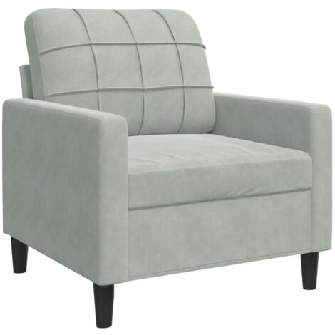 Poltrona Grigio Chiaro 60 cm Velluto vidaXL 668812
