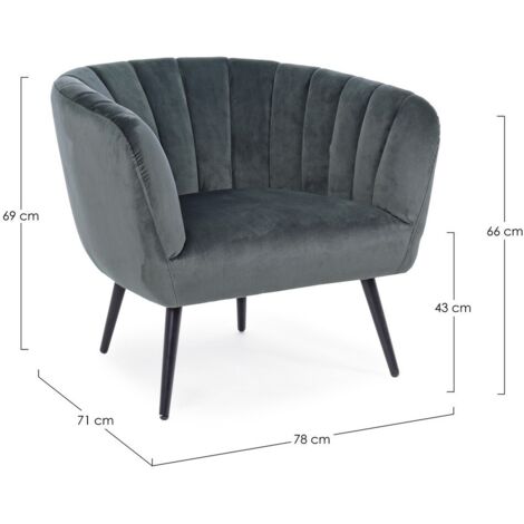Poltrona grigio metallo e velluto Avril