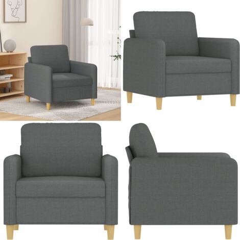 Poltrona Grigio Scuro 60 cm in Tessuto - Poltrona in tessuto - Poltrona con imbottitura