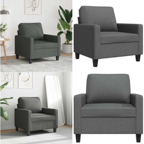 Poltrona Grigio Scuro 60 cm in Tessuto - Poltrona in tessuto - Poltrona con imbottitura