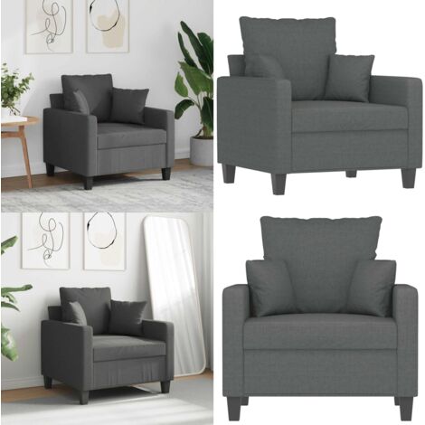 Poltrona Grigio Scuro 60 cm in Tessuto - Poltrona in tessuto - Poltrona con imbottitura