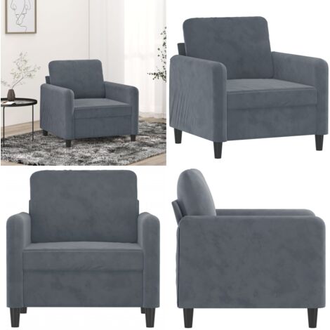 Poltrona Grigio Scuro 60 cm Velluto - Poltrona in velluto - Poltrona con imbottitura