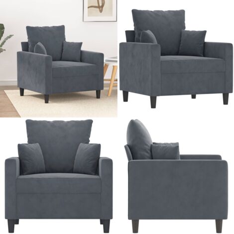Poltrona Grigio Scuro 60 cm Velluto - Poltrona in velluto - Poltrona morbida