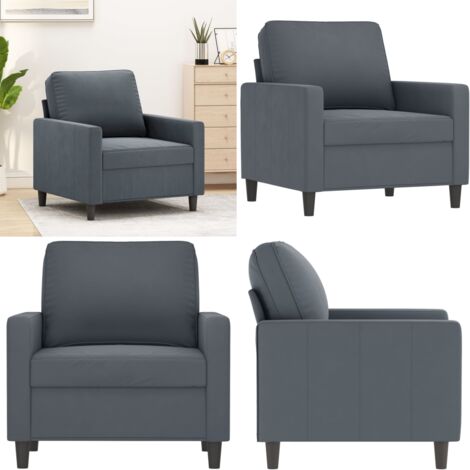 Poltrona Grigio Scuro 60 cm Velluto - Poltrona in velluto - Poltrona morbida