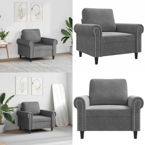 Poltrona Grigio Scuro 60 cm Velluto - Poltrona in velluto - Poltrona morbida