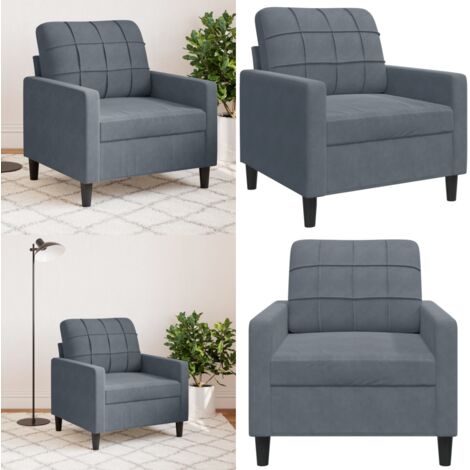 Poltrona Grigio Scuro 60 cm Velluto - Poltrona in velluto - Poltrona relax