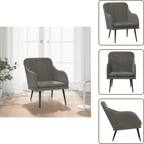 Poltrona grigio scuro - vidaXL Poltrona Grigio Scuro 63x76x80 cm Velluto - Poltrona per rilassarsi
