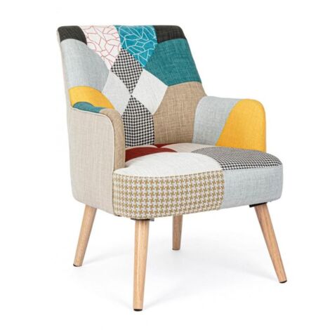 Poltrona Imbottita 60x67x79 cm in Tessuto Patchwork