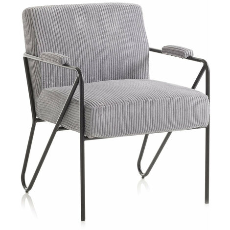 Poltrona Imbottita 64x69x86 cm in Velluto Grigio Scuro