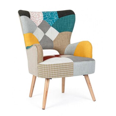 Poltrona Imbottita 65x68x92 cm in Tessuto Patchwork