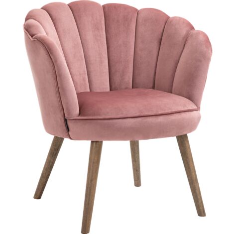 Poltrona Imbottita 66x72x79 cm in Velluto Rosa
