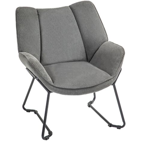 Poltrona Imbottita 71,5x67x79 cm in Tessuto Effetto Lino Grigio