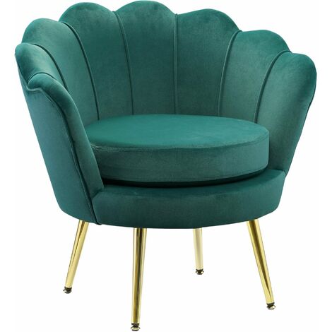 Poltrona Imbottita 76x67x74 cm in Tessuto Vellutato Verde